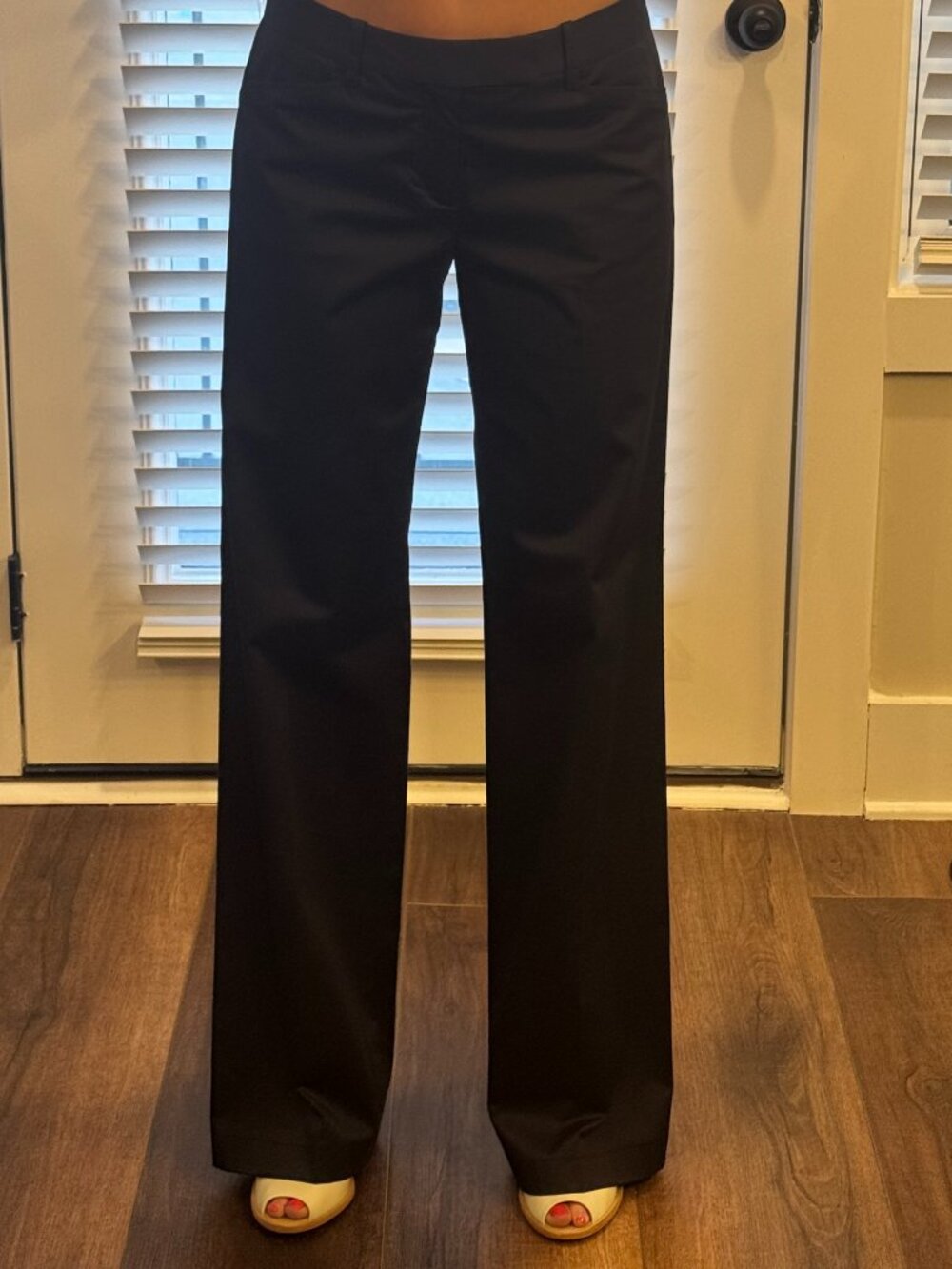 BCBGMaxAzria Dress Pants Women 6 Navy Blue Wide Leg Flare